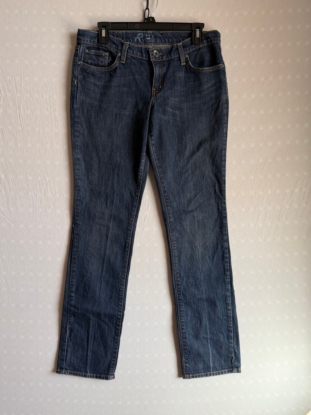 ReRock for Express Womens Jeans Dark Wash Straight Leg Red Stitch USA